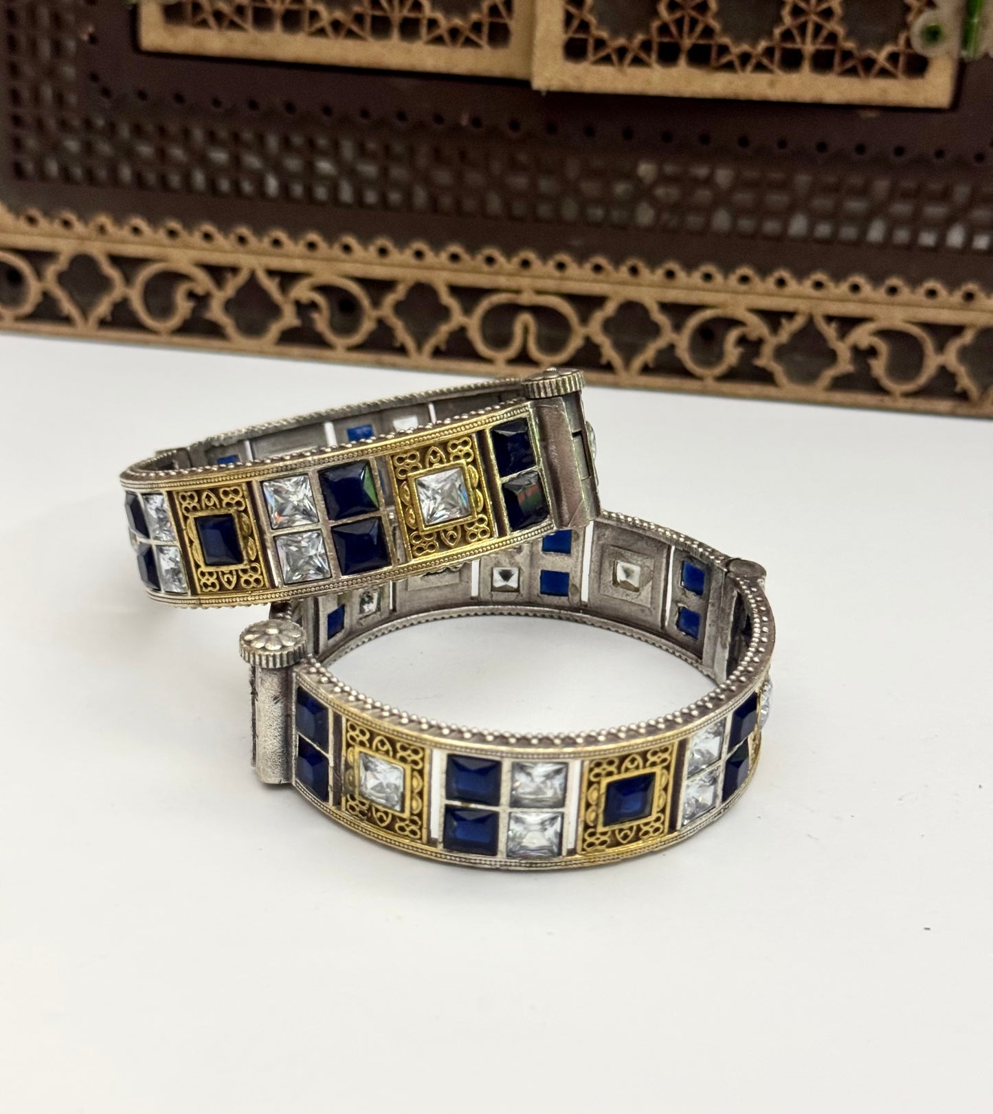 Premium brass made oxidised openable Bangles pair ( size standard 2.6)