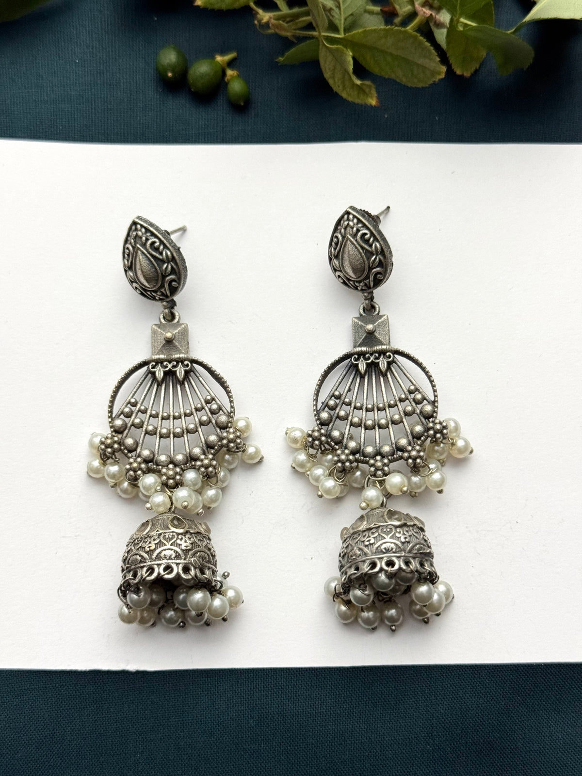 Brass made premium oxidised Jhumkas