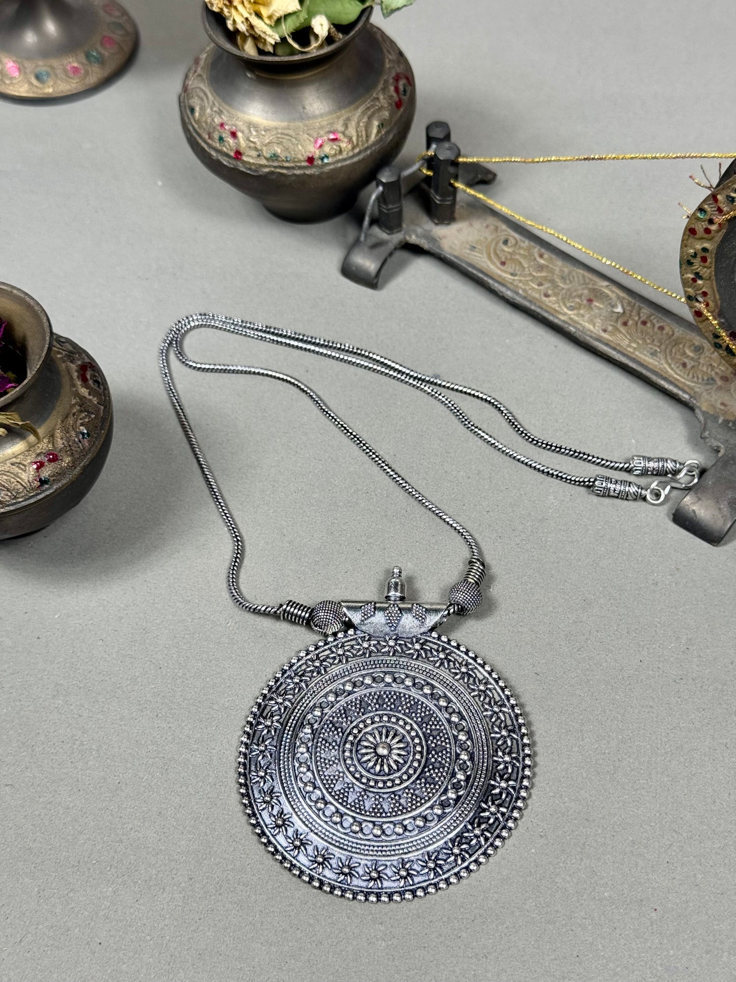 German Silver Round Pendant