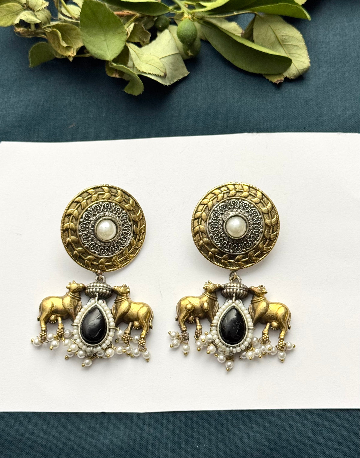 Premium Brass made Dual tone oxidised Earrings