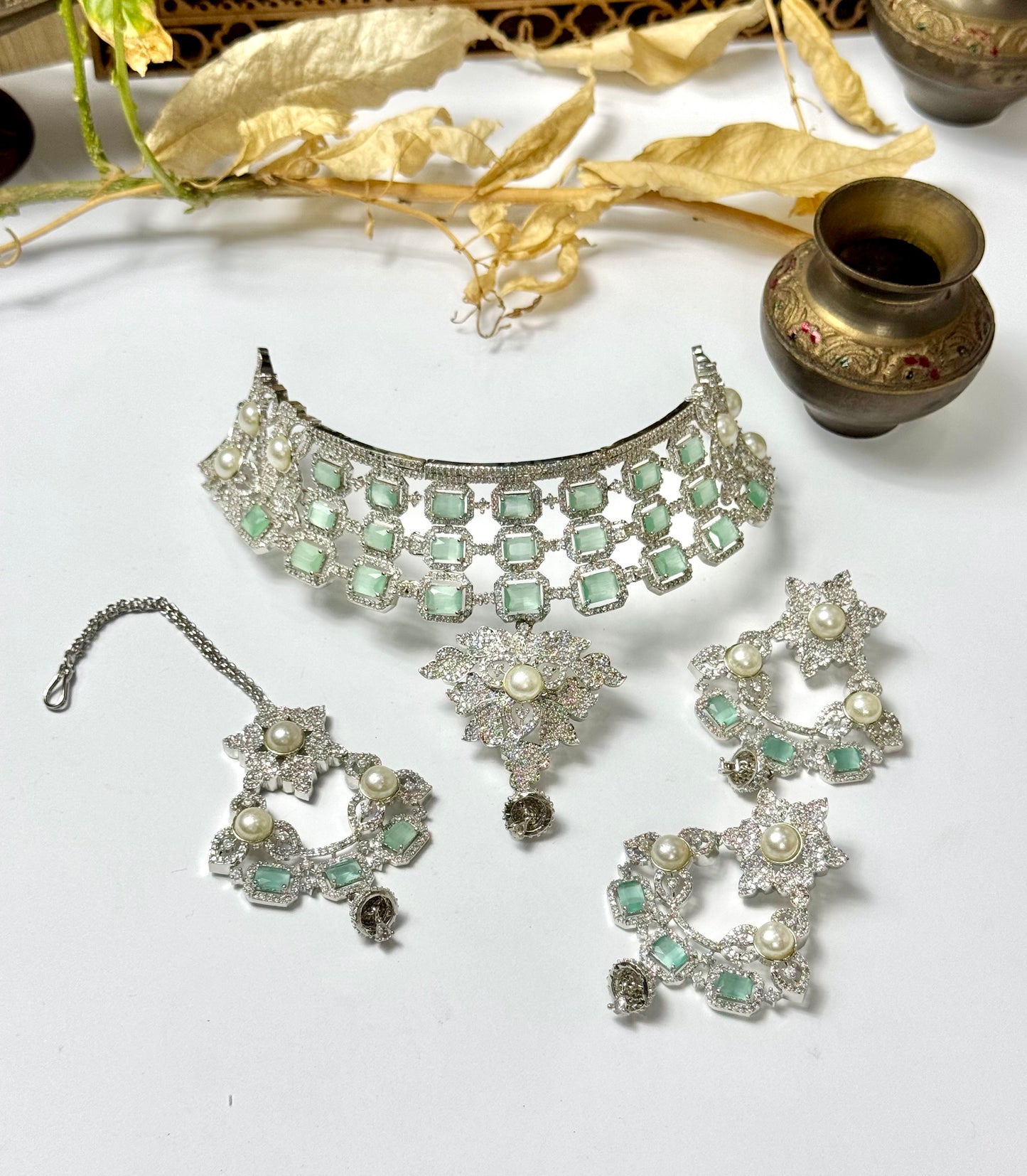 American Diamond 1 karat Designer Choker Set