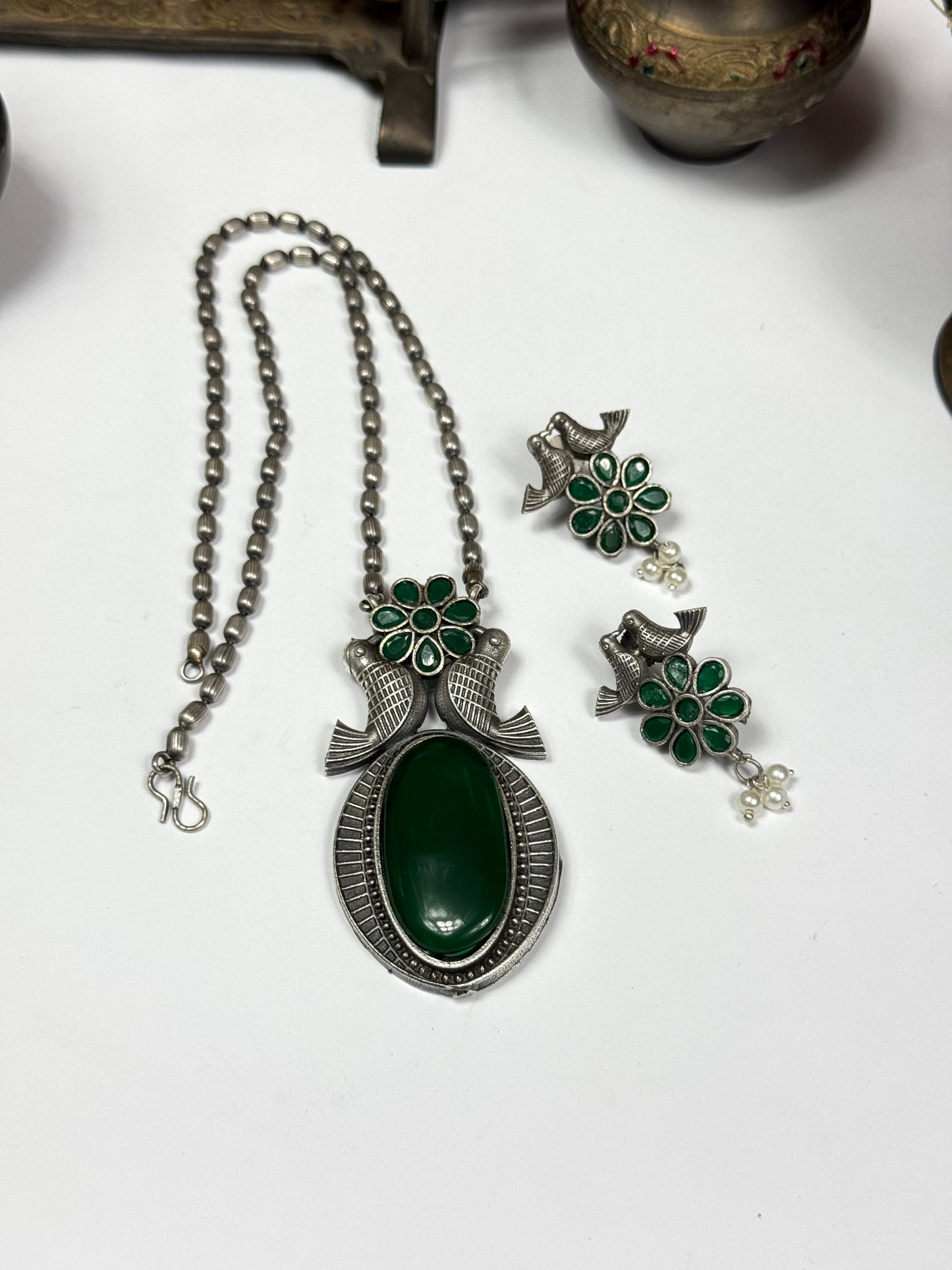 Premium Oxidised Heer Set Brass made