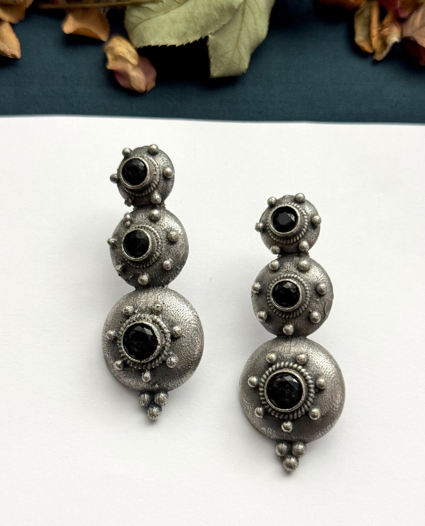Premium brass made Oxidised Saba Earrings