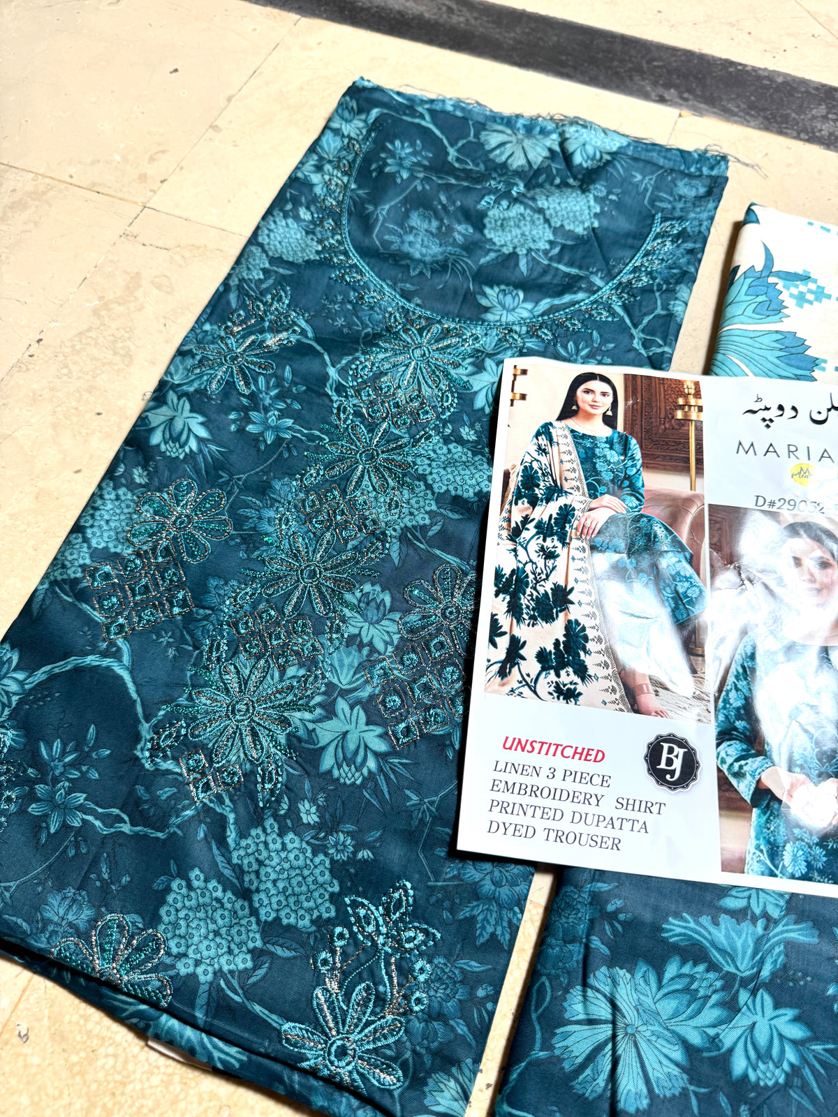 Libas-e-Shireen  linen 3pcs Embroidered A+ Quality Replica