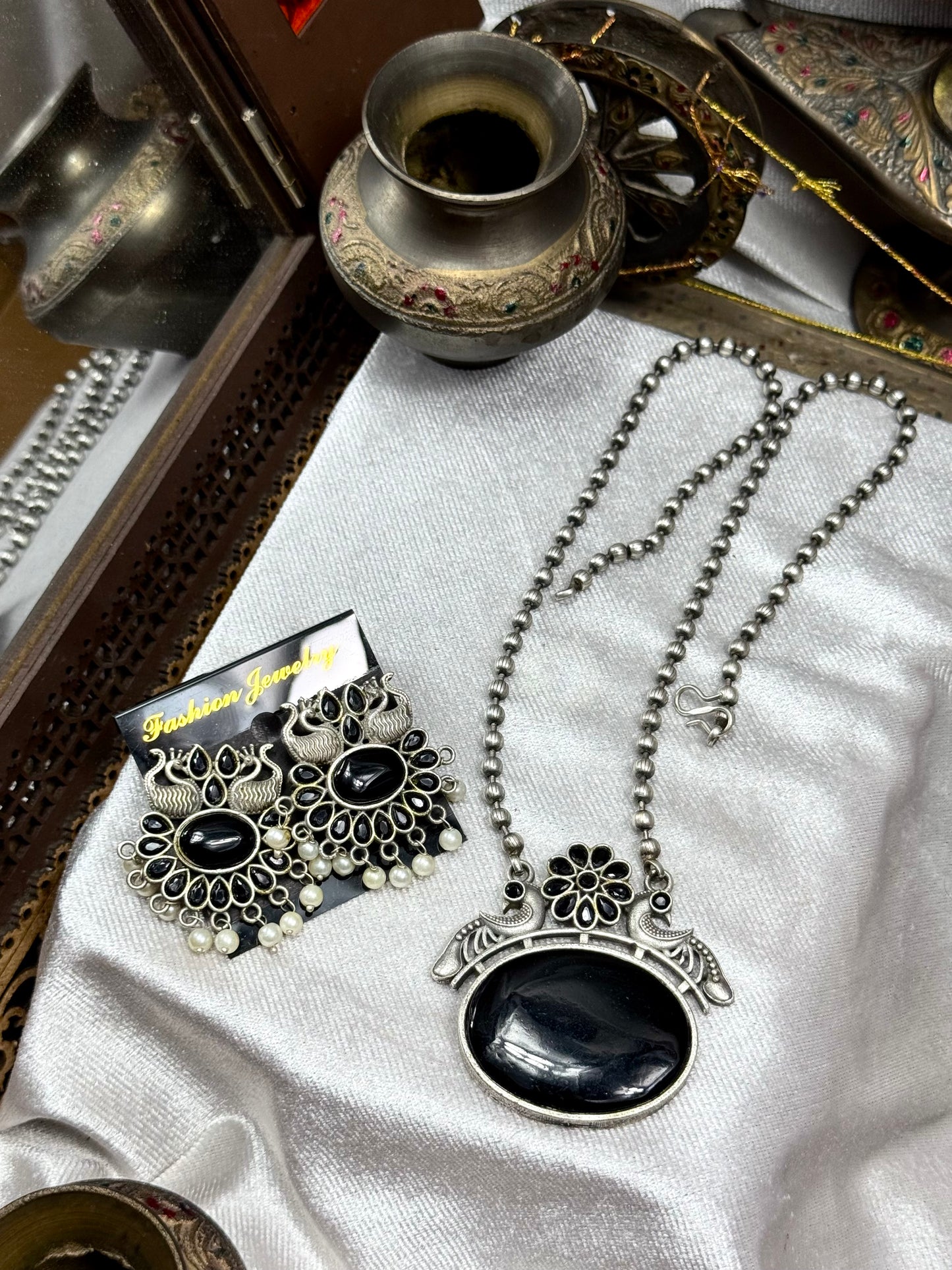 Premium Oxidised Sitara Pendant set brass made