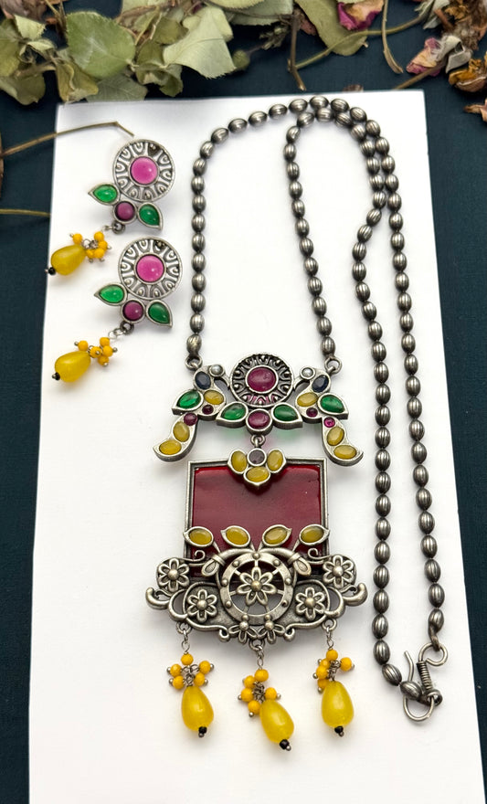 Premium Oxidised Khushi Brass made set