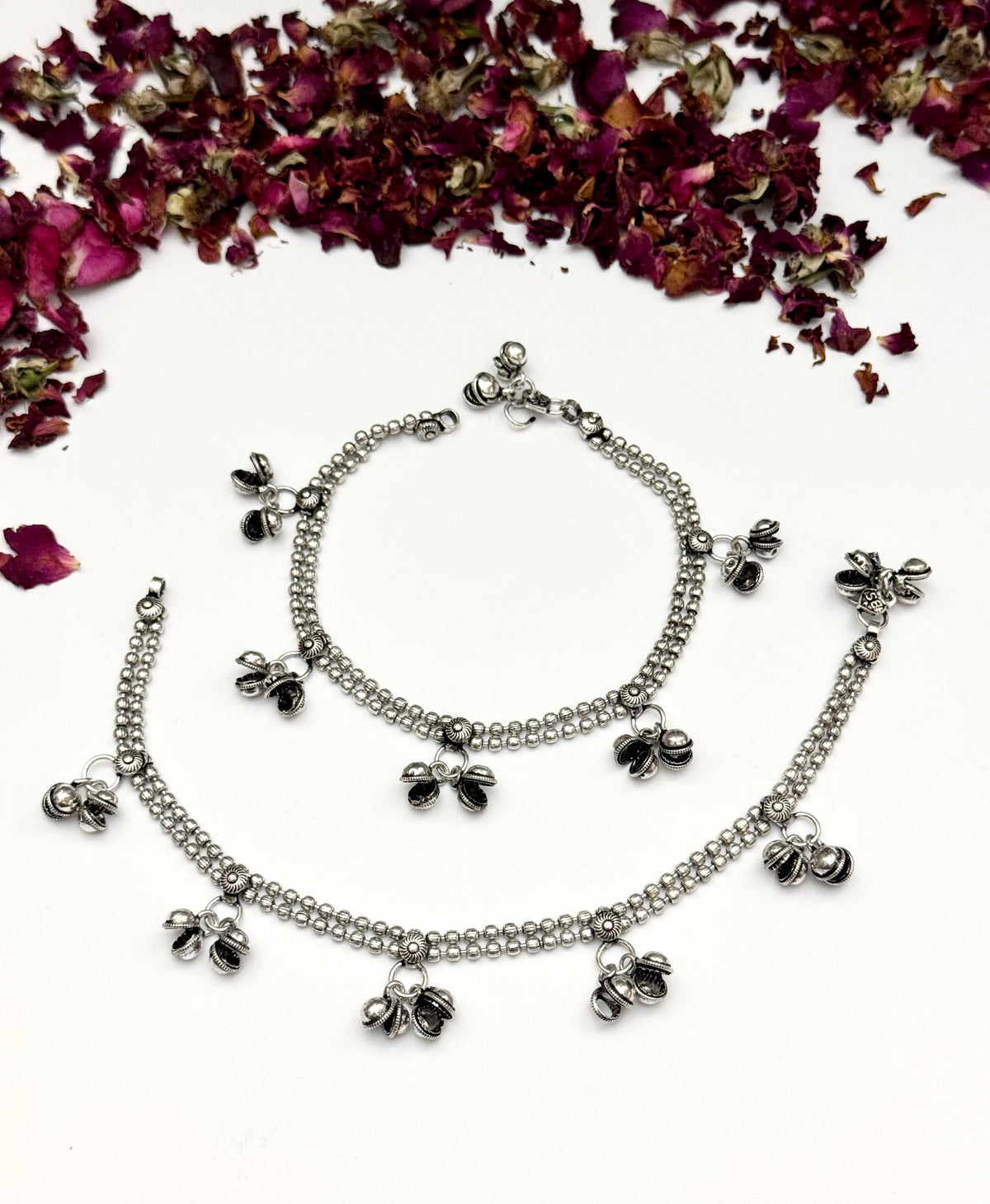Premium German Silver Oxidised Gunguru Payal Pair