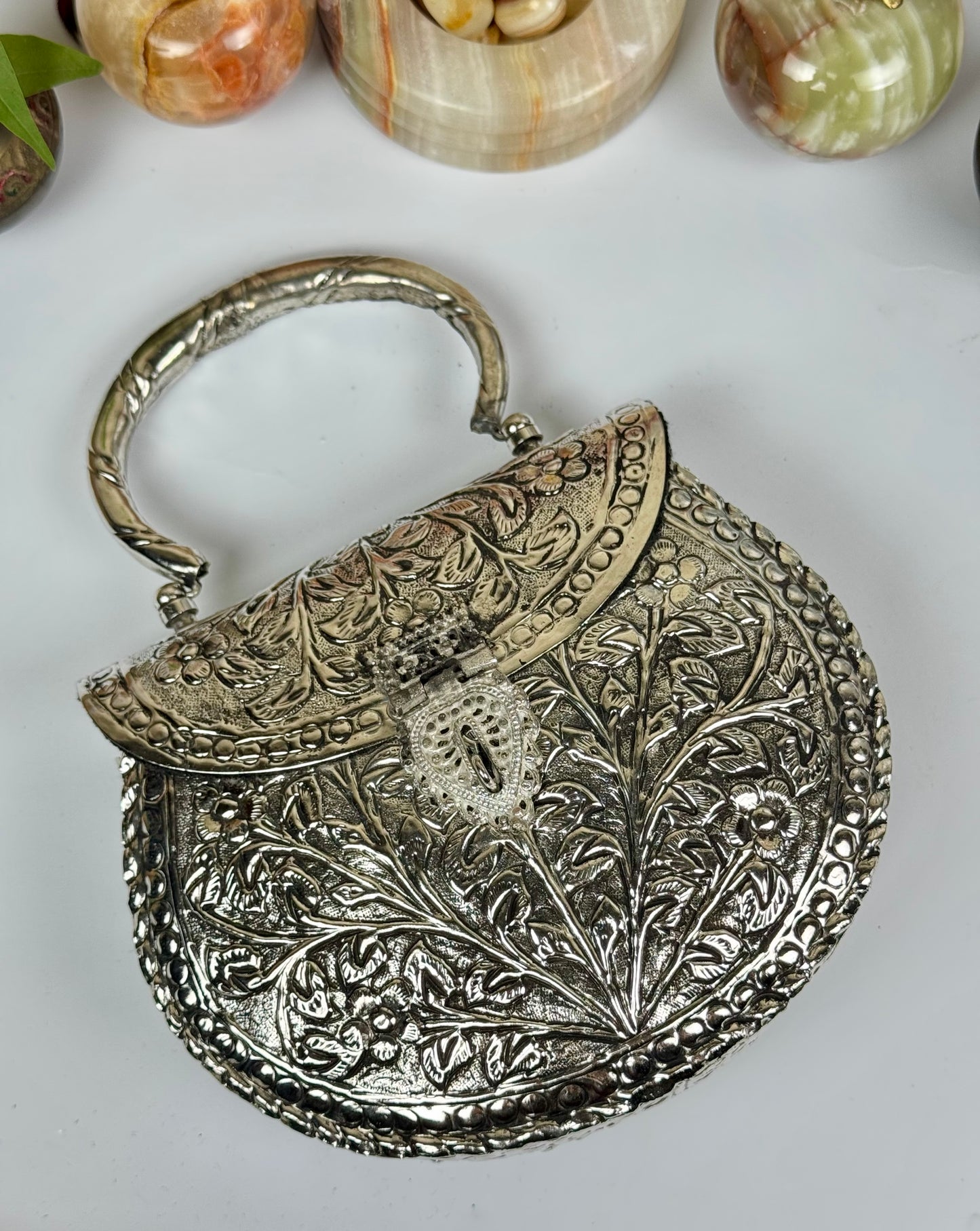 Handmade oxidised Silver Clutch