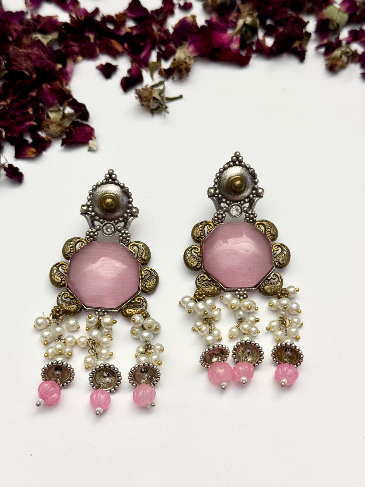 Premium oxidised Brass made Dual tone designer Earrings