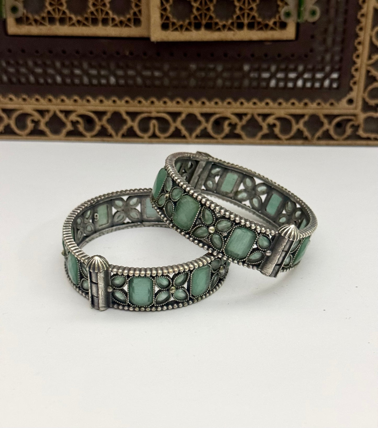 Premium brass made oxidised openable Bangle pair ( size standard 2.6)