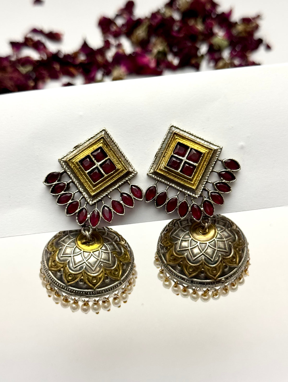 Premium oxidised Brass made Dual Tone jhumka