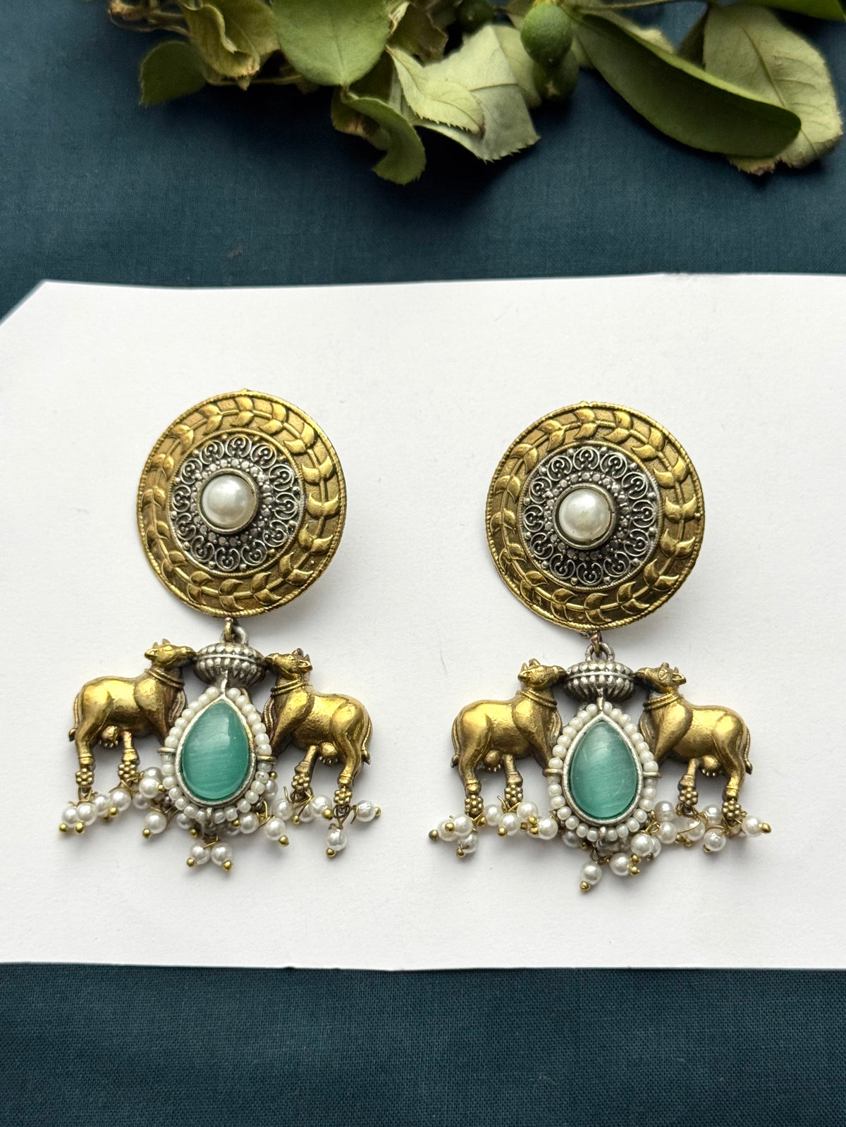 Premium Brass made Dual tone oxidised Earrings
