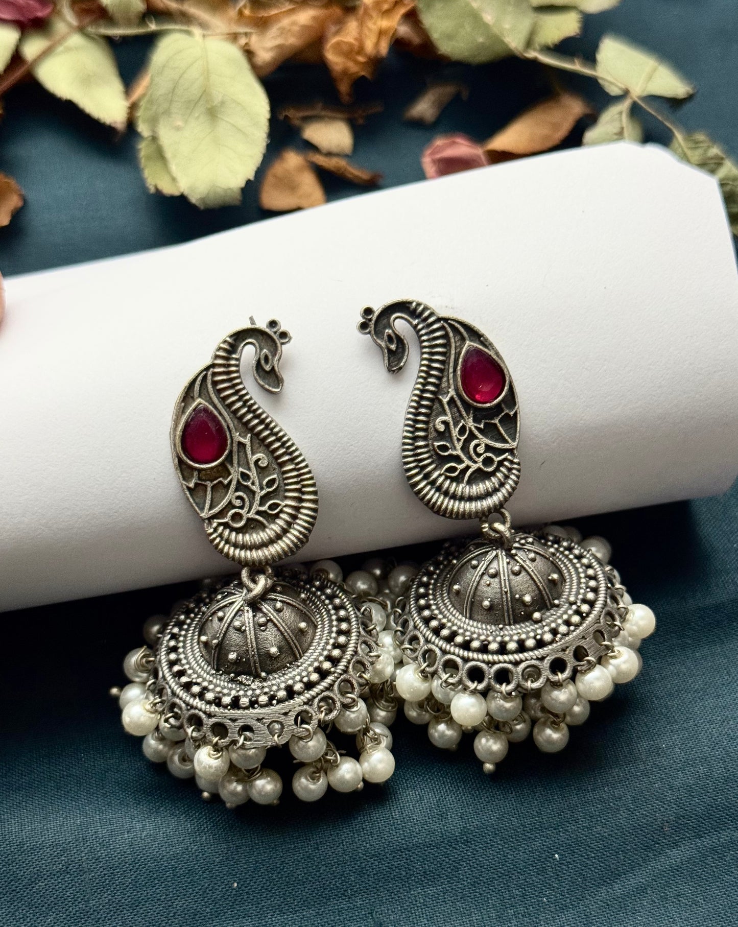 Premium Brass made Oxidised Nargis jhumka