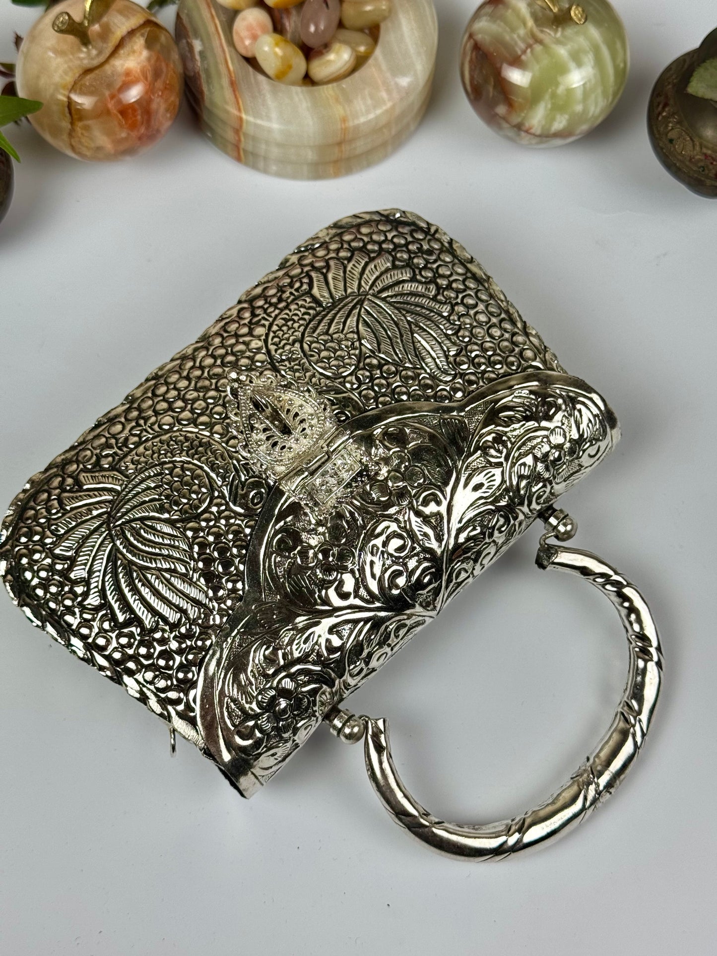 Handmade oxidised Silver Clutch