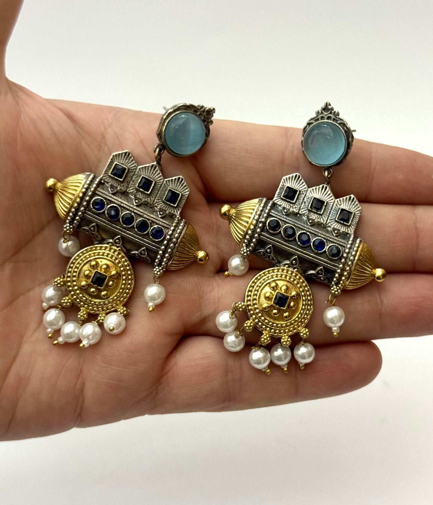 Premium Brass made Dual Tone oxidised Earrings