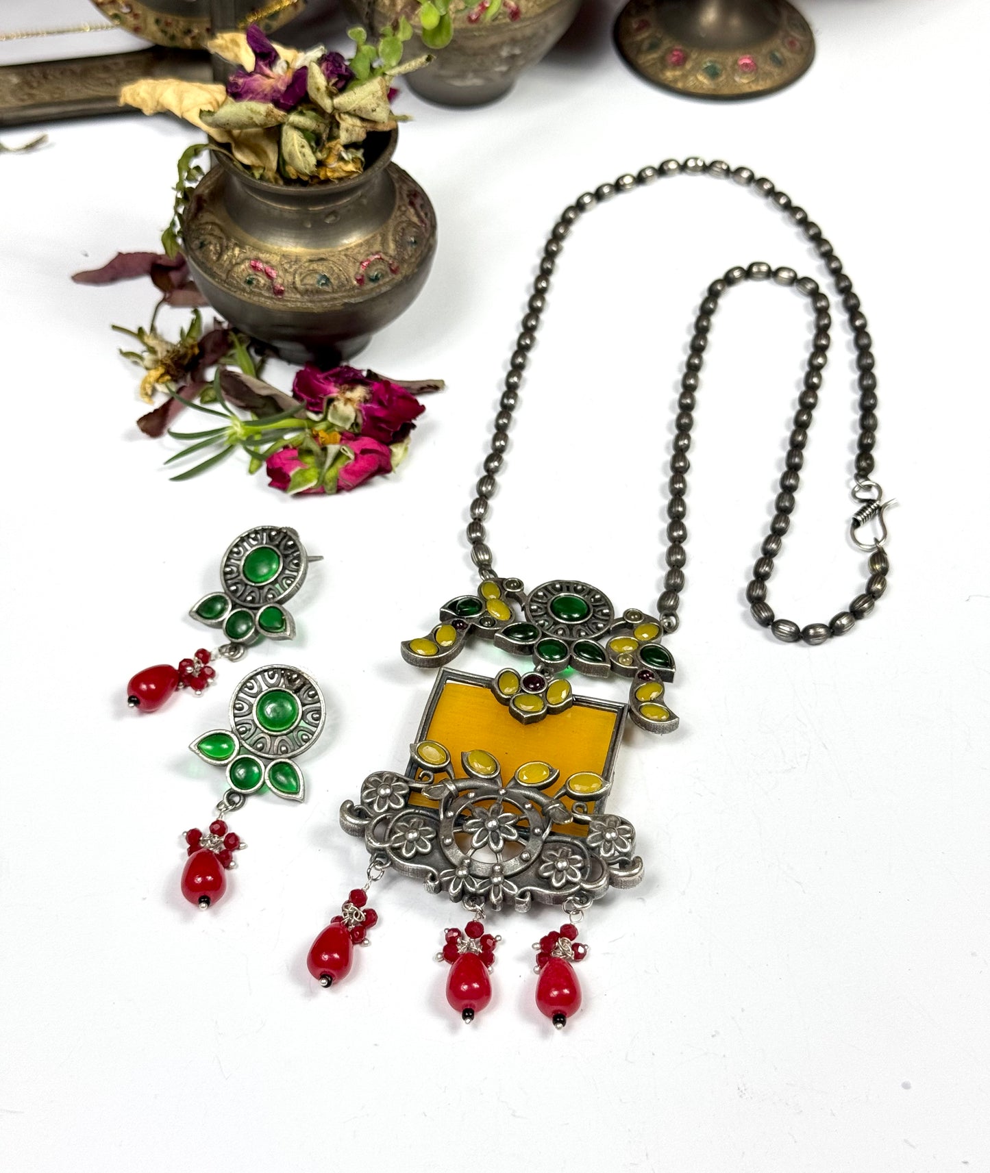 Premium Oxidised Shahi Brass made Mala set