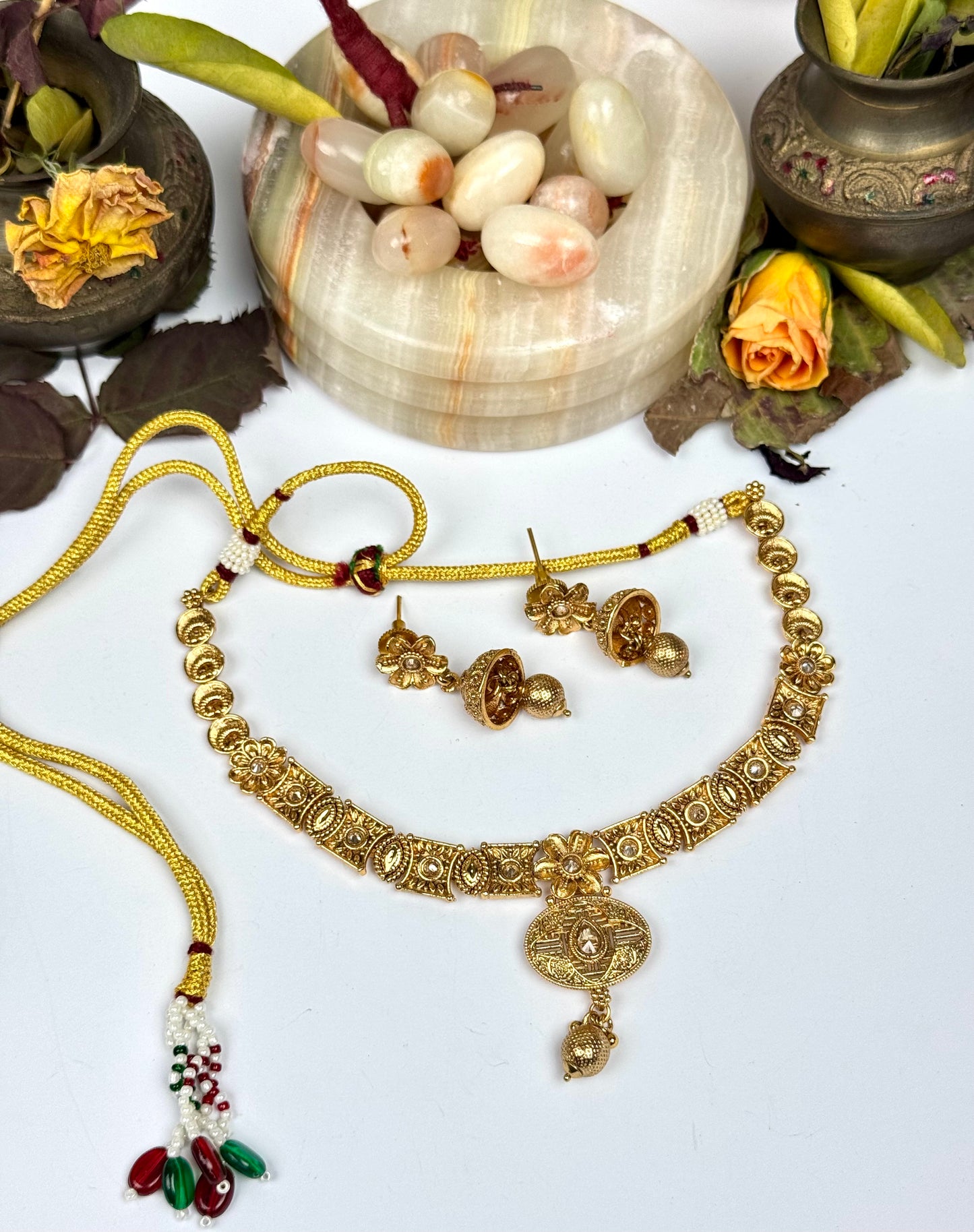 Rajwadi Brass Made Bagh Ban Necklace set