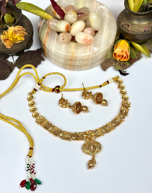 Rajwadi Brass Made Bagh Ban Necklace set