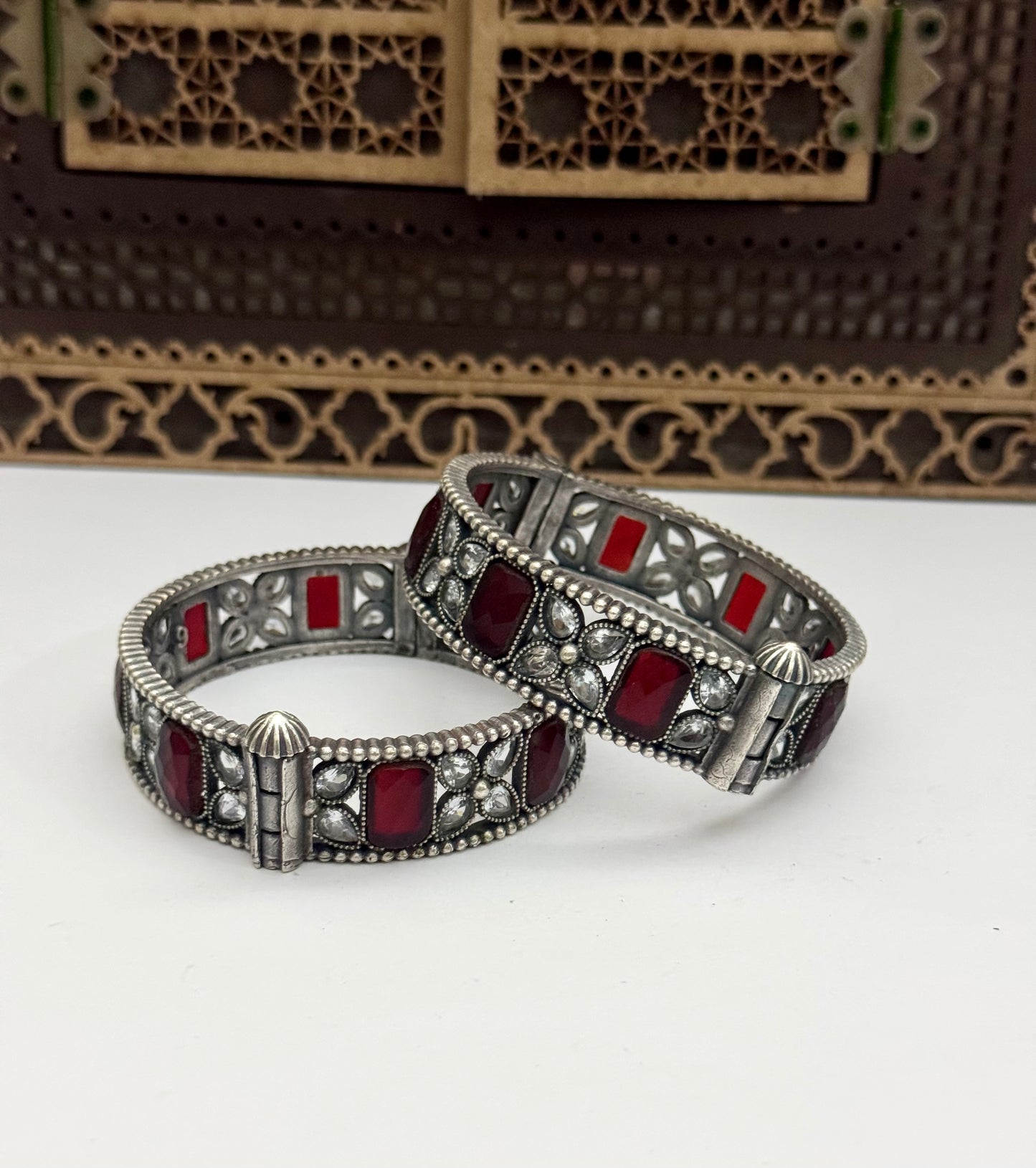 Premium brass made oxidised openable Bangle pair ( size standard 2.6)