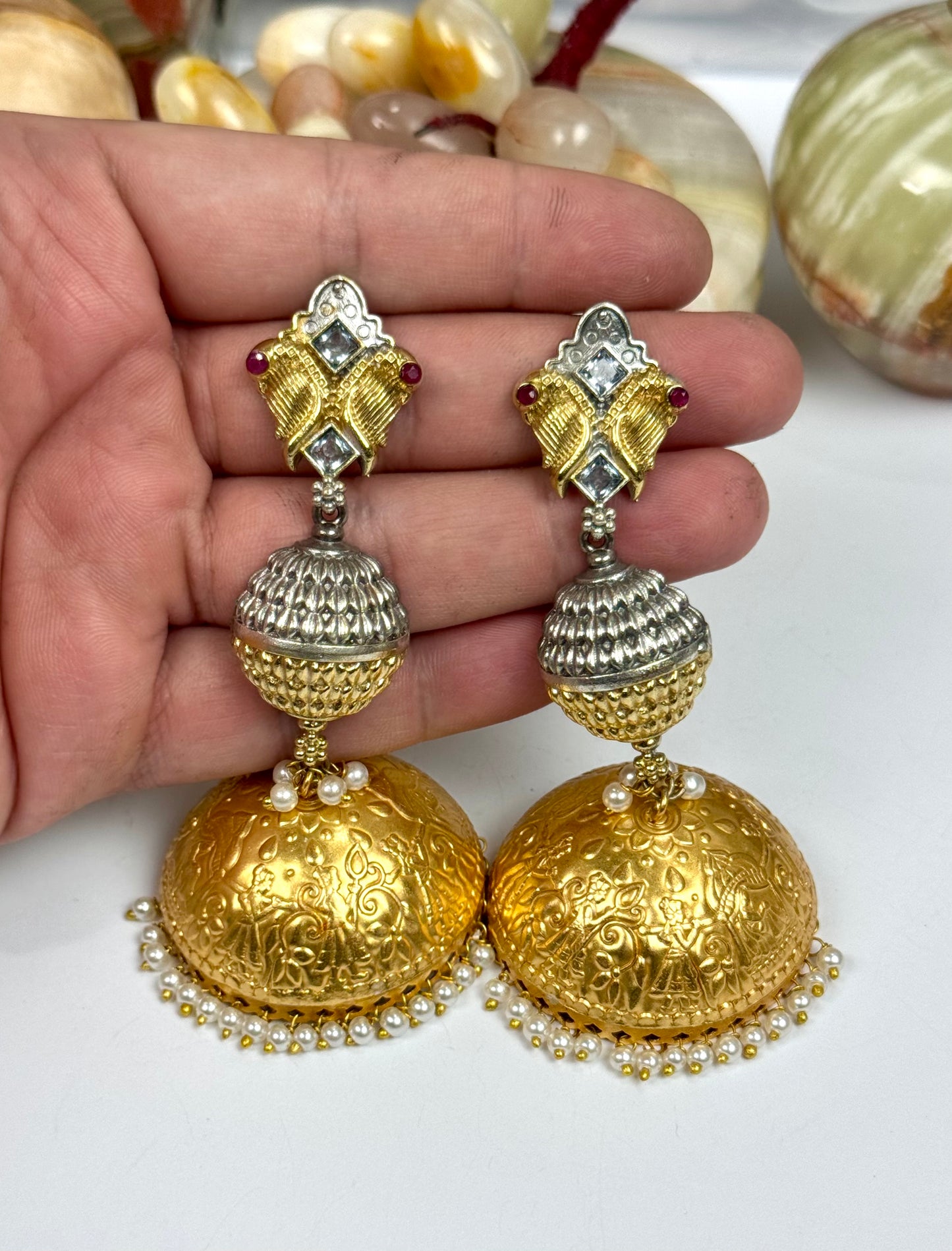 Premium Brass Made Oxidised Earrings