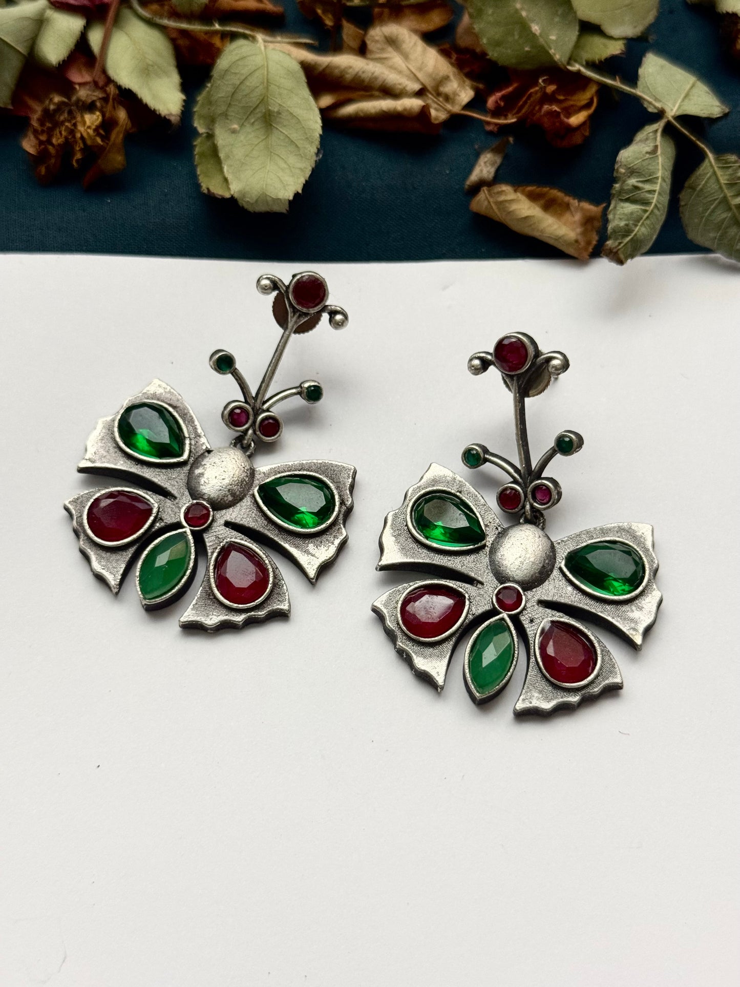 Premium Oxidised Brass Made Butterfly Earrings