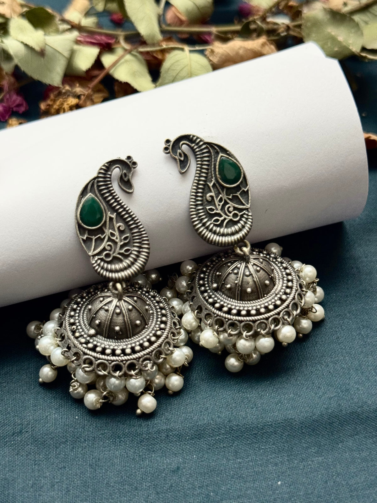 Premium Brass made Oxidised Nargis jhumka