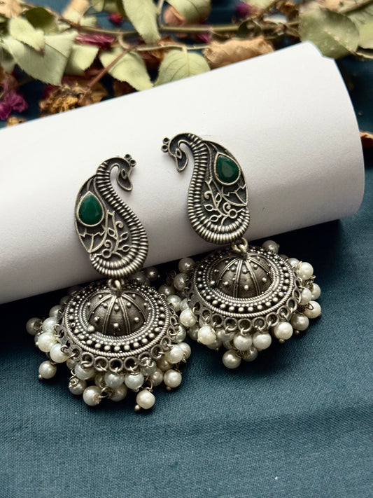 Premium Brass made Oxidised Nargis jhumka
