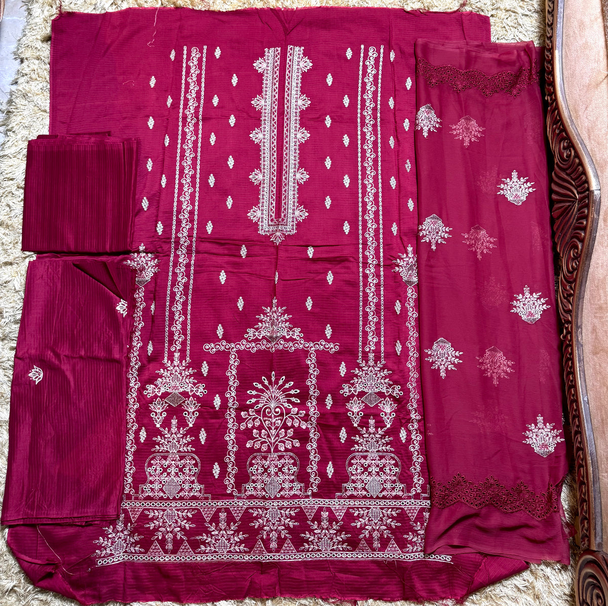 Libas-e-Shireen A+ Quality orignal Khadder 3 Pcs Embroidered Suit