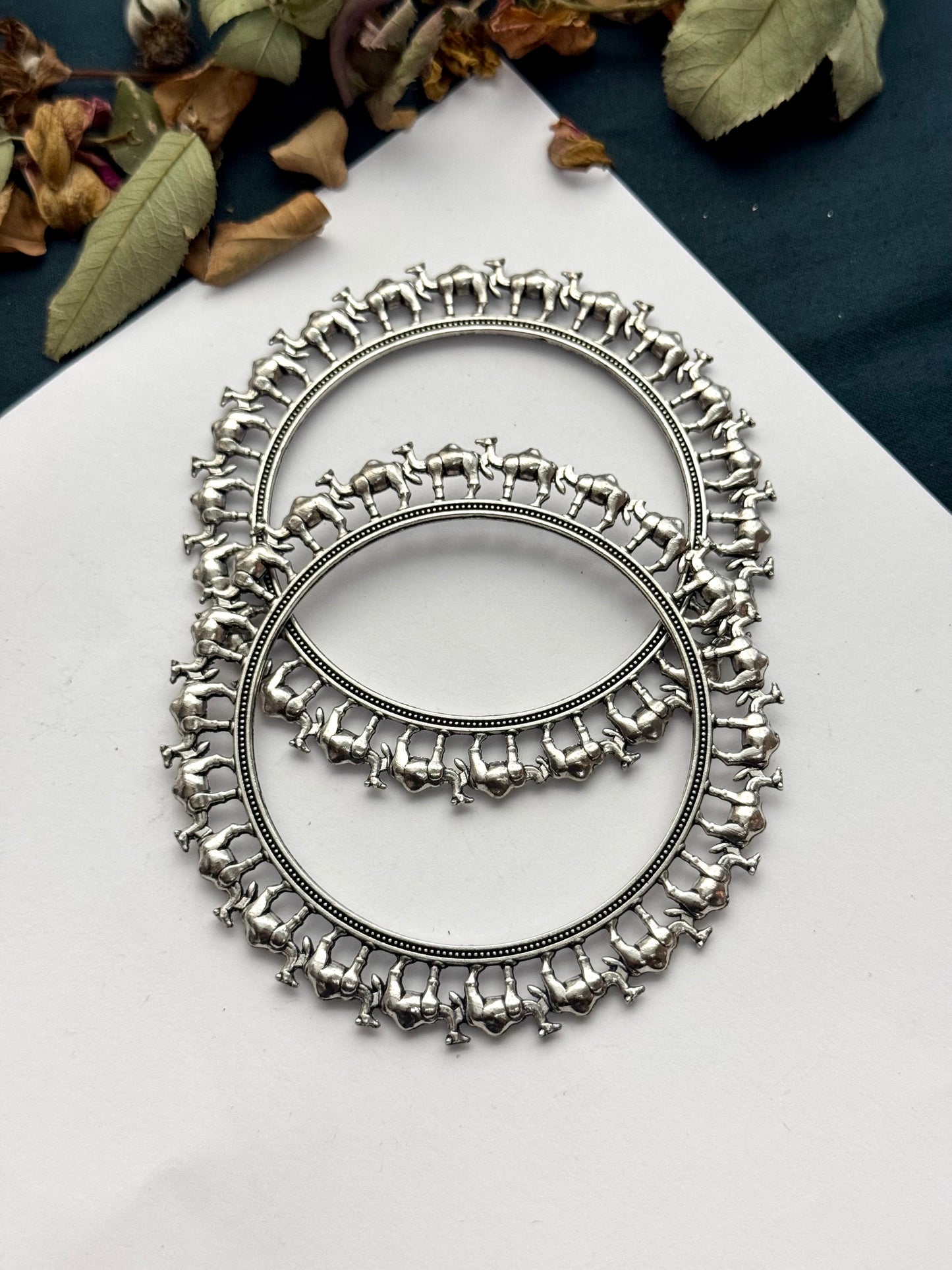 Oxidised Camel Bangle pair