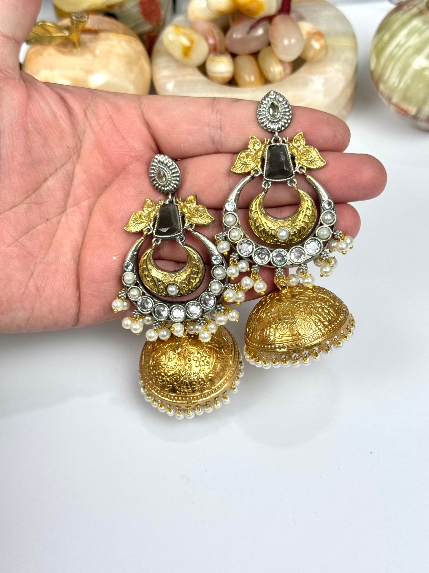 Premium Brass made oxidised Jhumkas