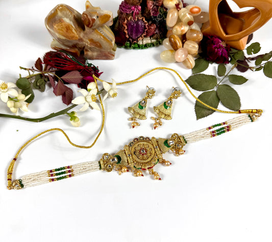 Rajwadi Mehndi Polish Choker set