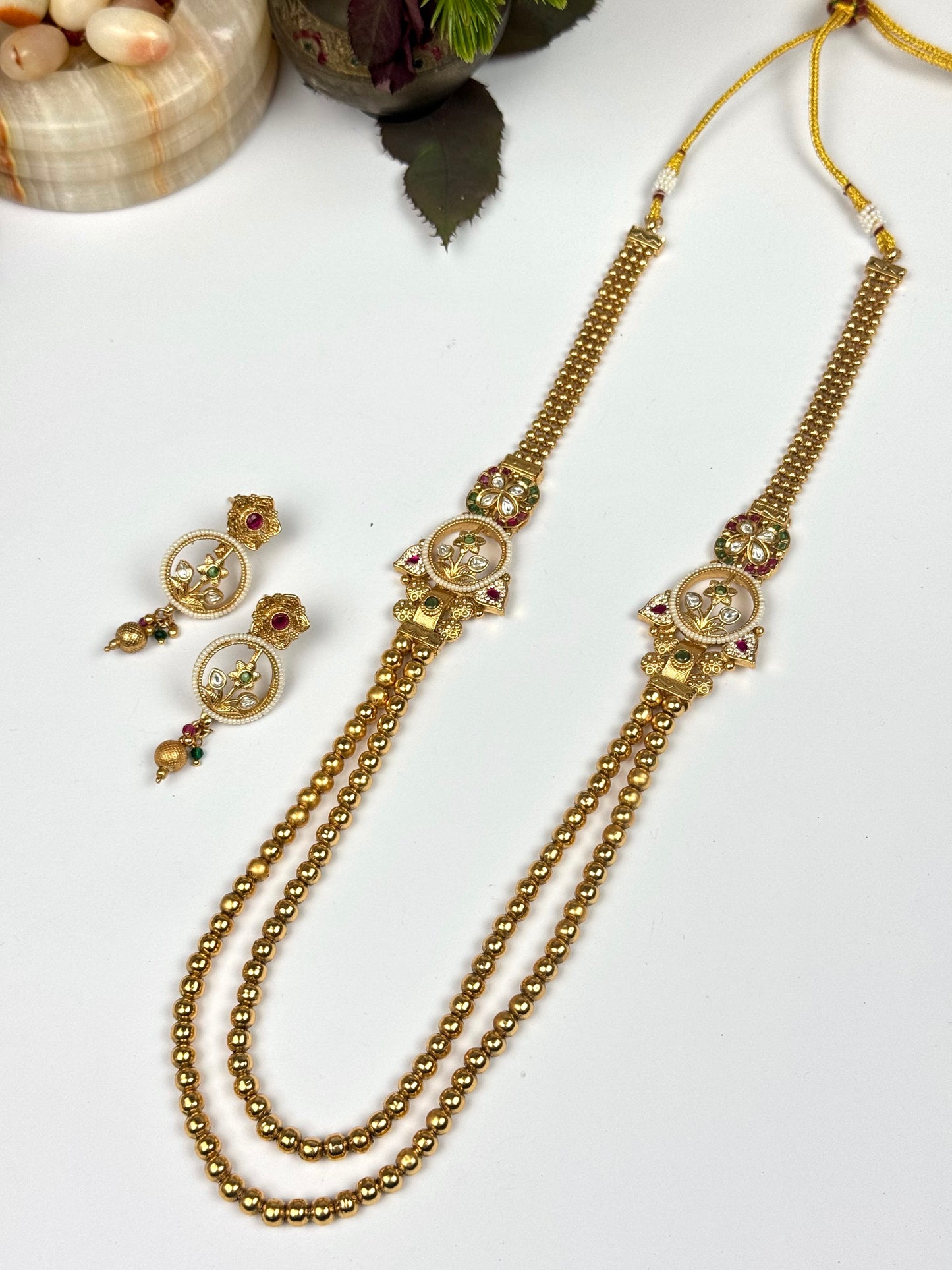 Rajwadi Brass Made Designer Mala set