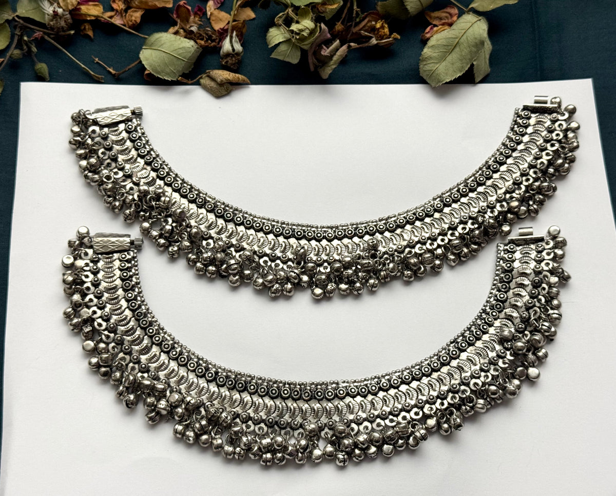 German Silver Oxidized Banjaran Pazaib pair