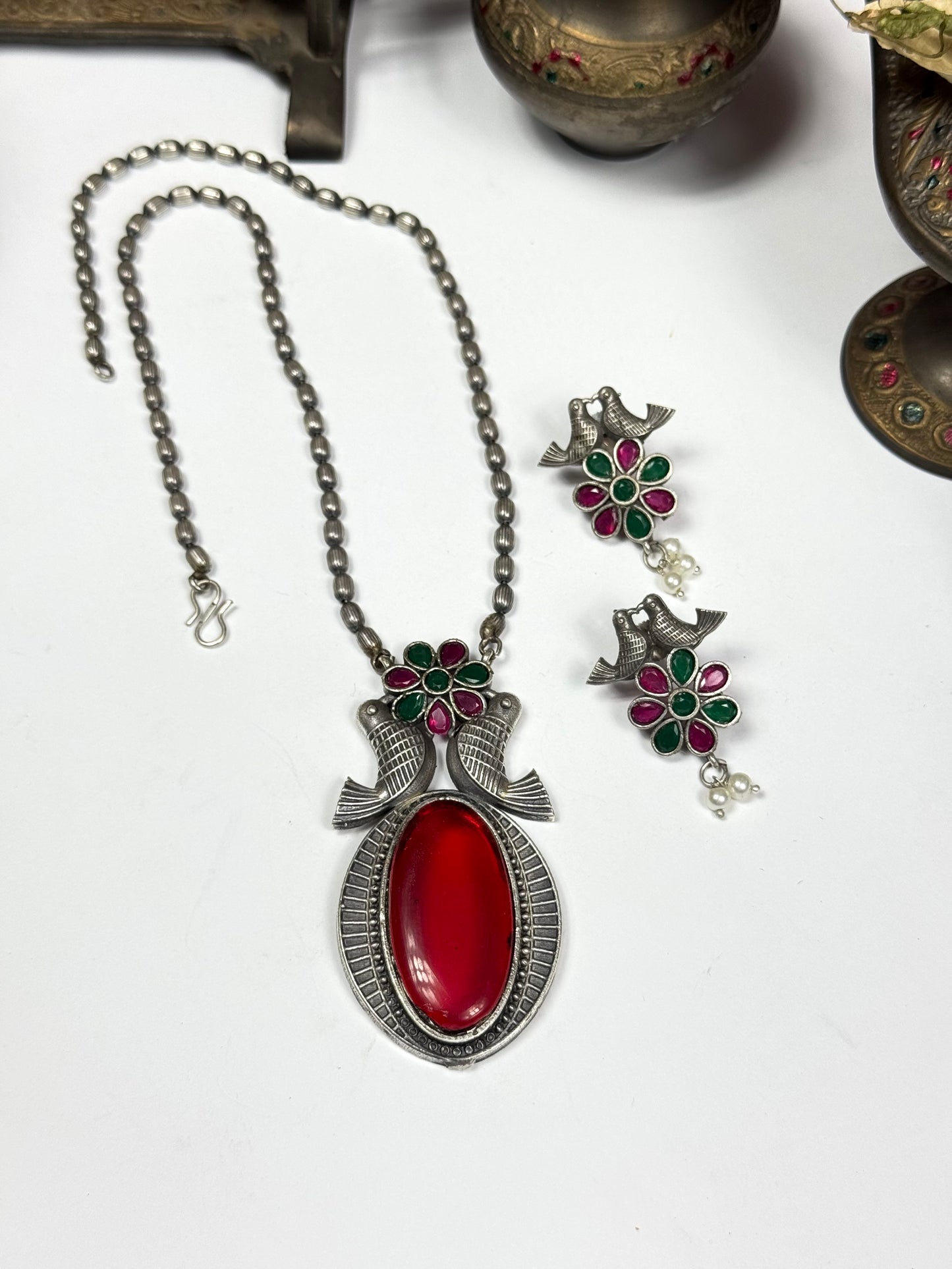 Premium Oxidised Heer Set Brass made