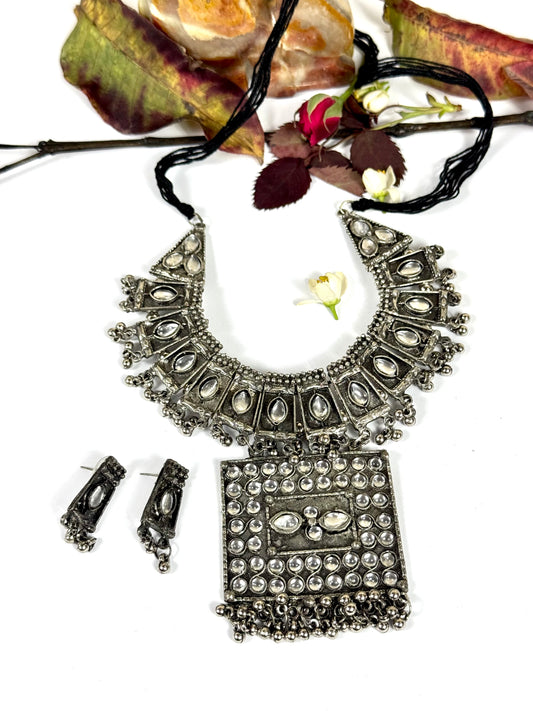 Oxidised Gazal Necklace Set
