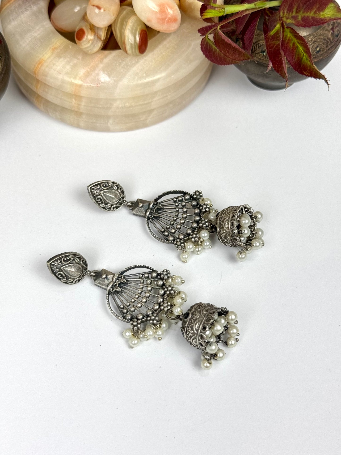 Brass made premium oxidised Jhumkas