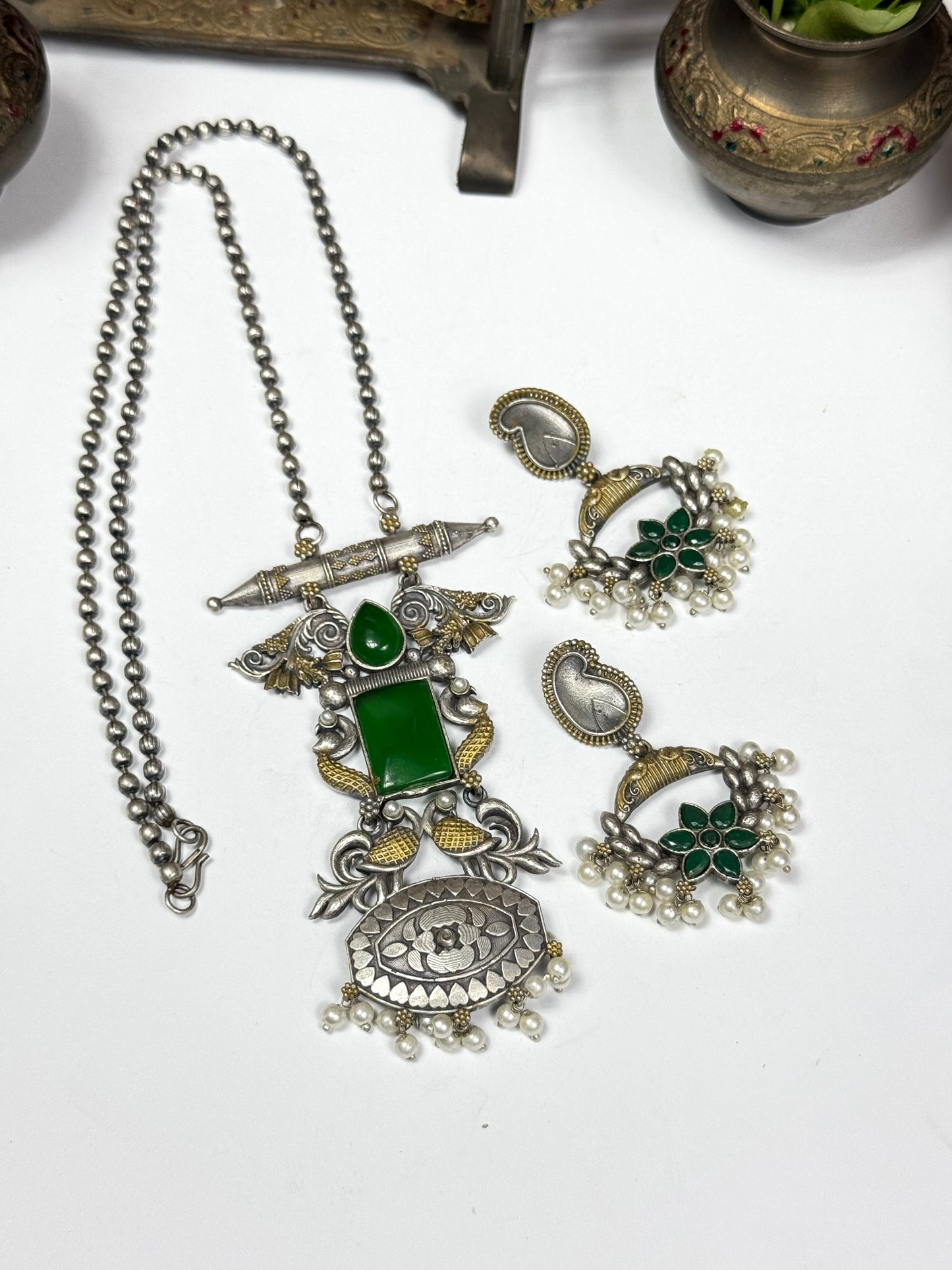 Premium Oxidised Roshni Mala Set Brass Made