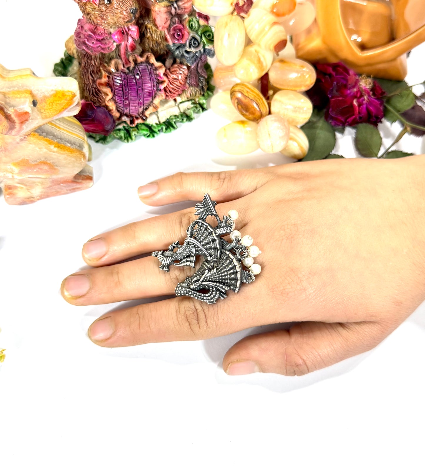 Premium Oxidised Brass Made Adjustable Ring