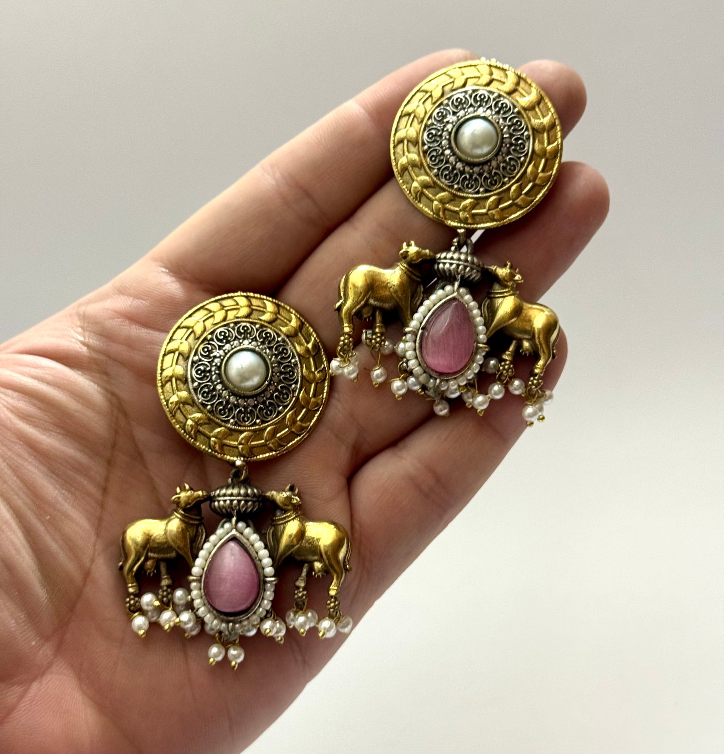 Premium Brass made Dual tone oxidised Earrings
