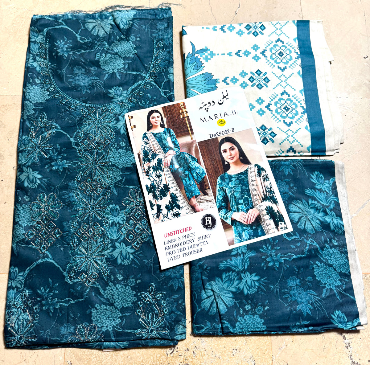 Libas-e-Shireen  linen 3pcs Embroidered A+ Quality Replica