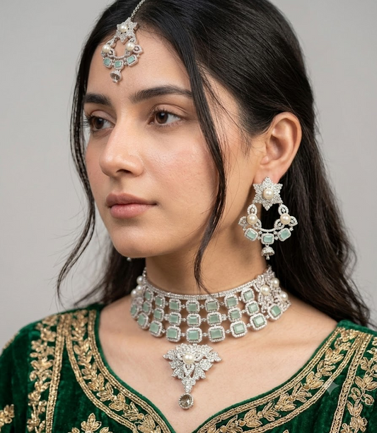American Diamond 1 karat Designer Choker Set