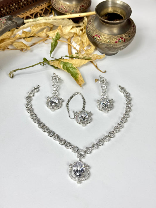 American Diamond 1 karat Necklace Set