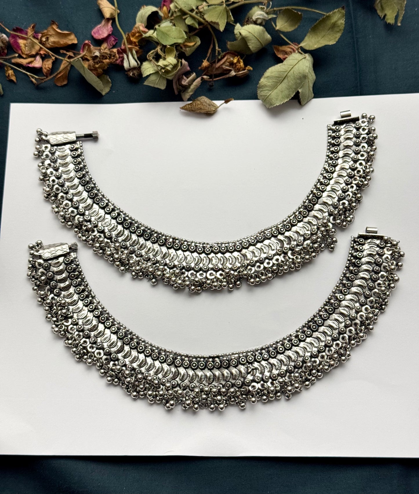 German Silver Oxidized Banjaran Pazaib pair