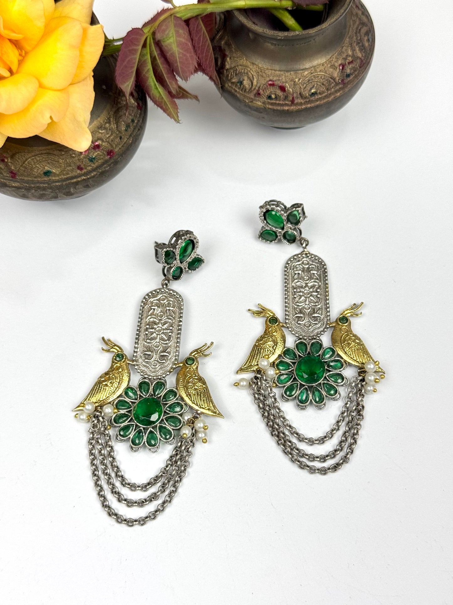 Premium oxidised Brass Made Designer Earrings