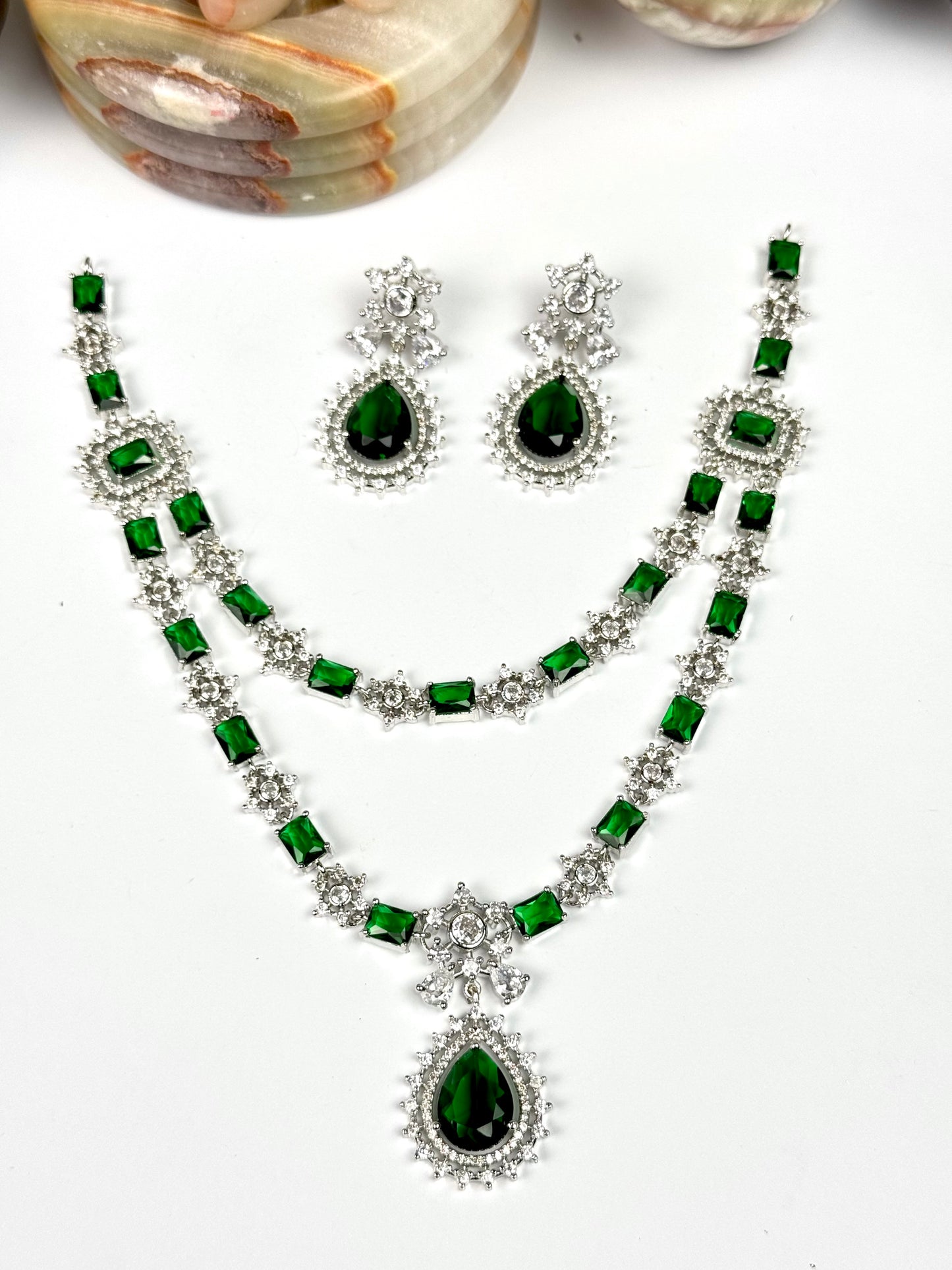 American Diamond 1karat Long Necklace Set