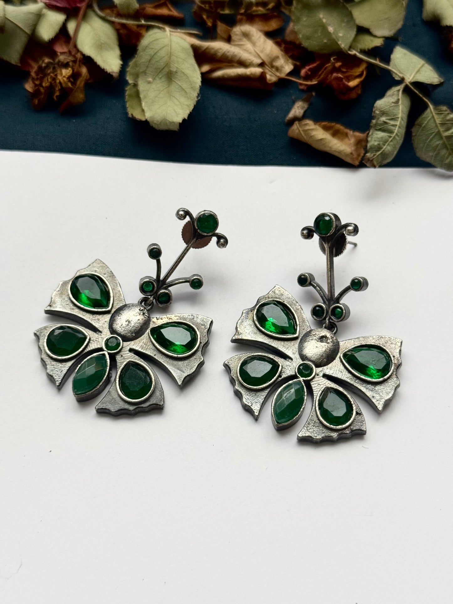 Premium Oxidised Brass Made Butterfly Earrings