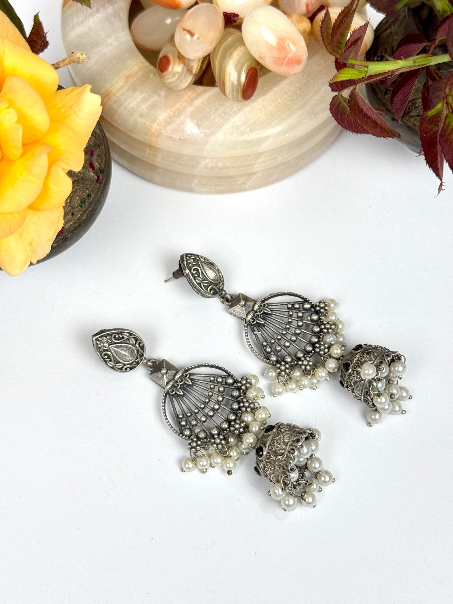 Brass made premium oxidised Jhumkas