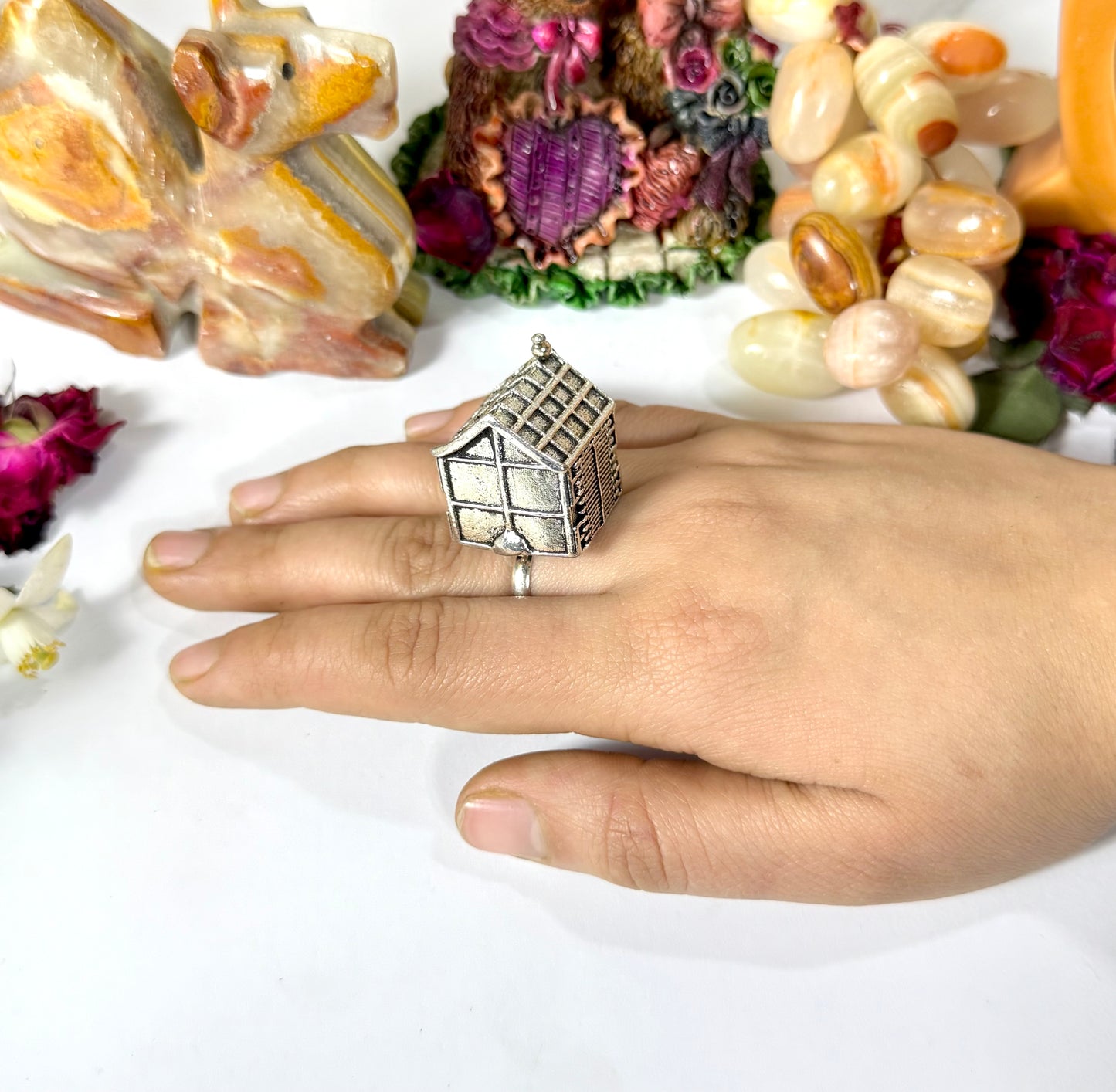 Oxidised House Ring