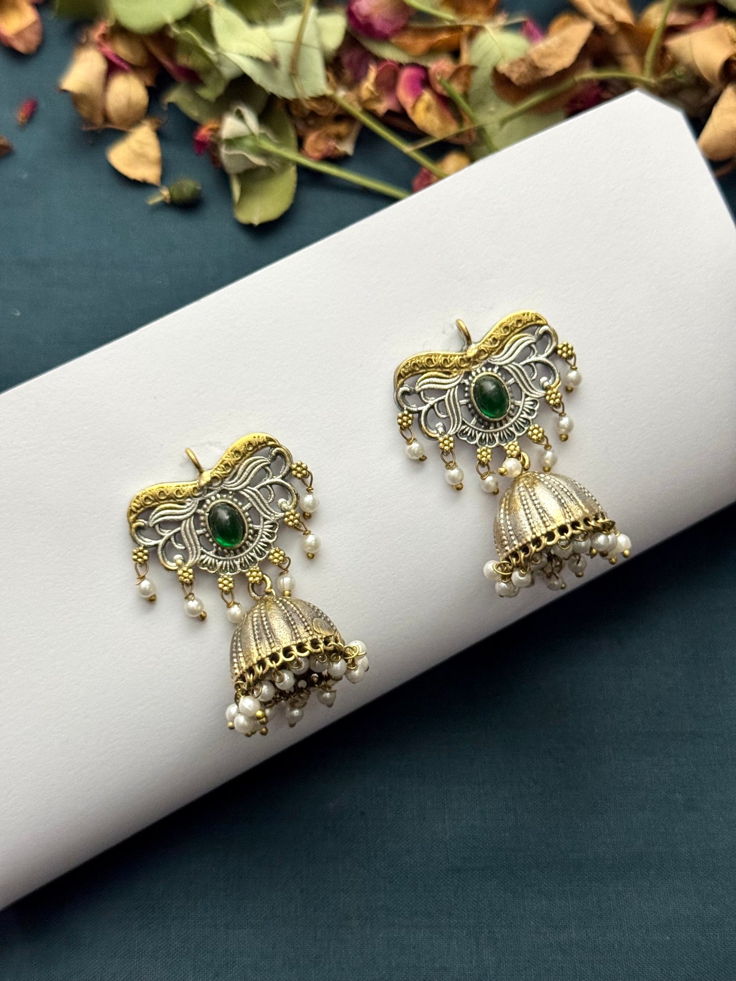 Premium Dual tone Oxidised Brass Made jhumka