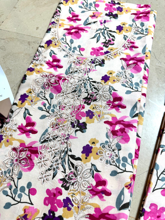 Libas-e-Shireen A+ Quality linen Replica 3pcs Embroidered Suit
